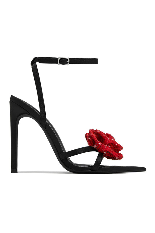 3D Rhinestone Floral High Heels