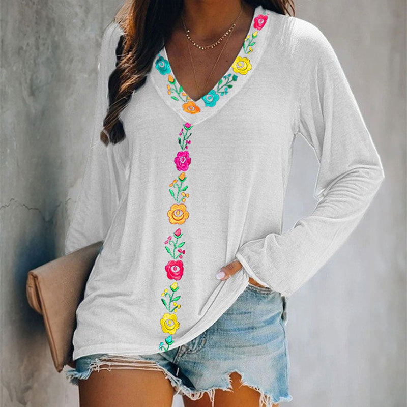 Mexican Flowers Art Print Cotton T-Shirt