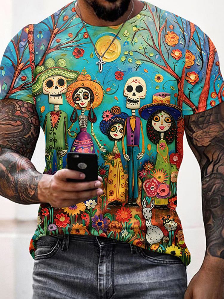 Vintage Mexican Day Of The Dead Art Print T-Shirt