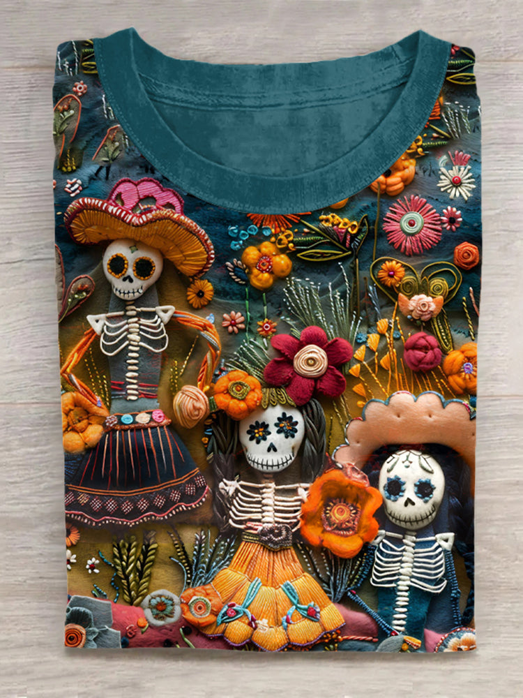 Mexican Day Of The Dead Skull Family Graphics Short Sleeve T-Shirt