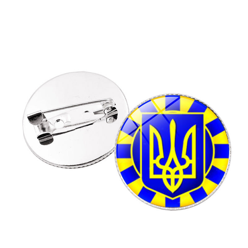 Ukrainian Flag Time Gem Brooch