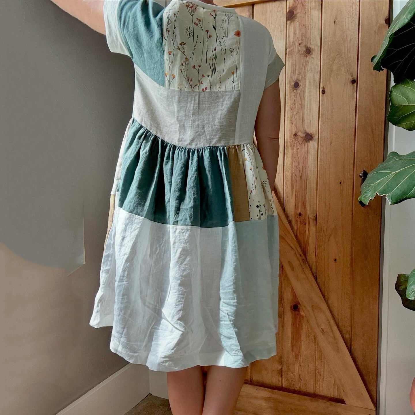 Women’s Vintage Japanese Stripe Patchwork Art Midi Dress