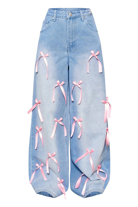 Bow Ribbon High Rise Jeans