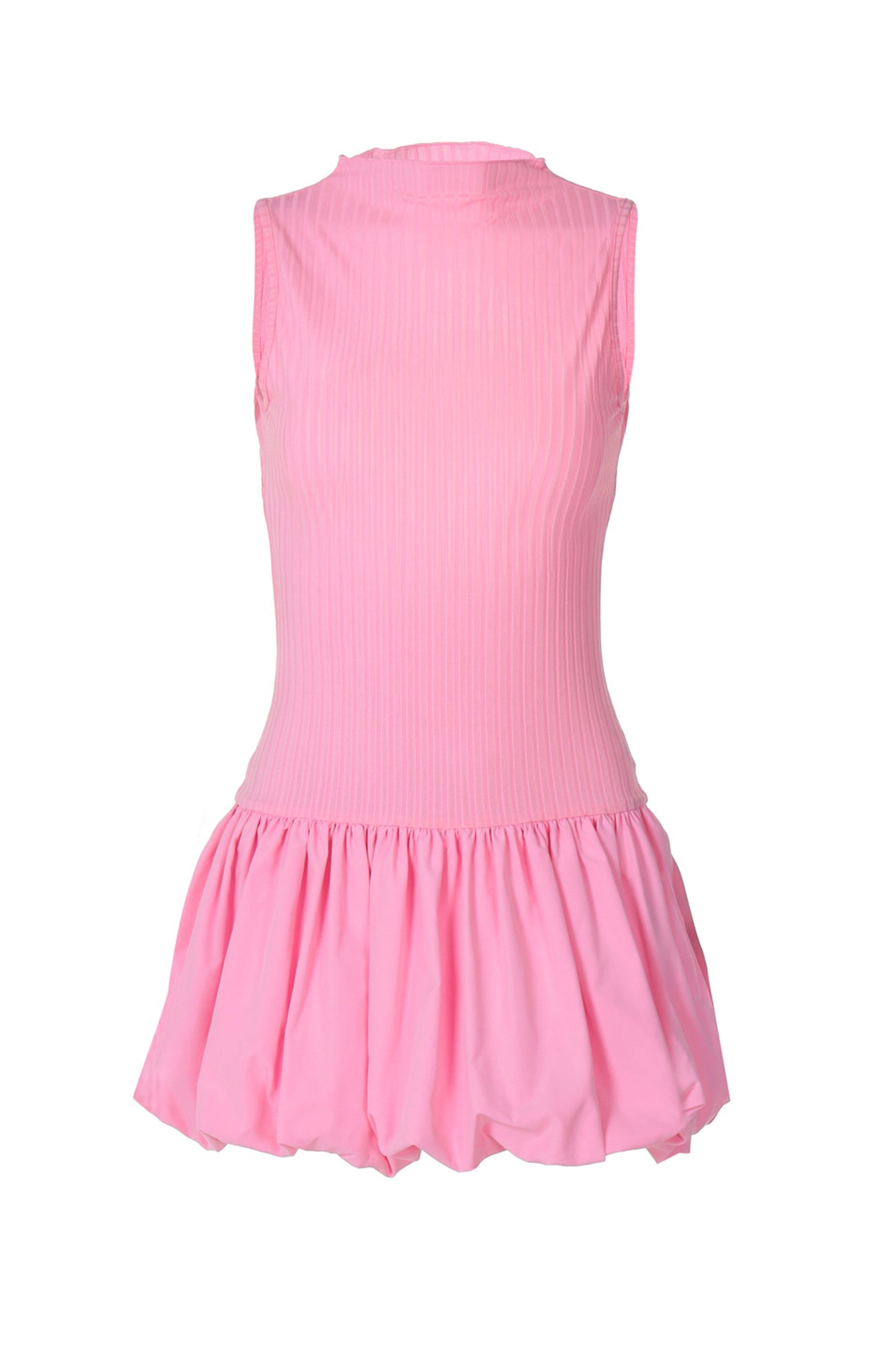 Mock Neck Cowl Back Knit Patchwork Ballon Dress