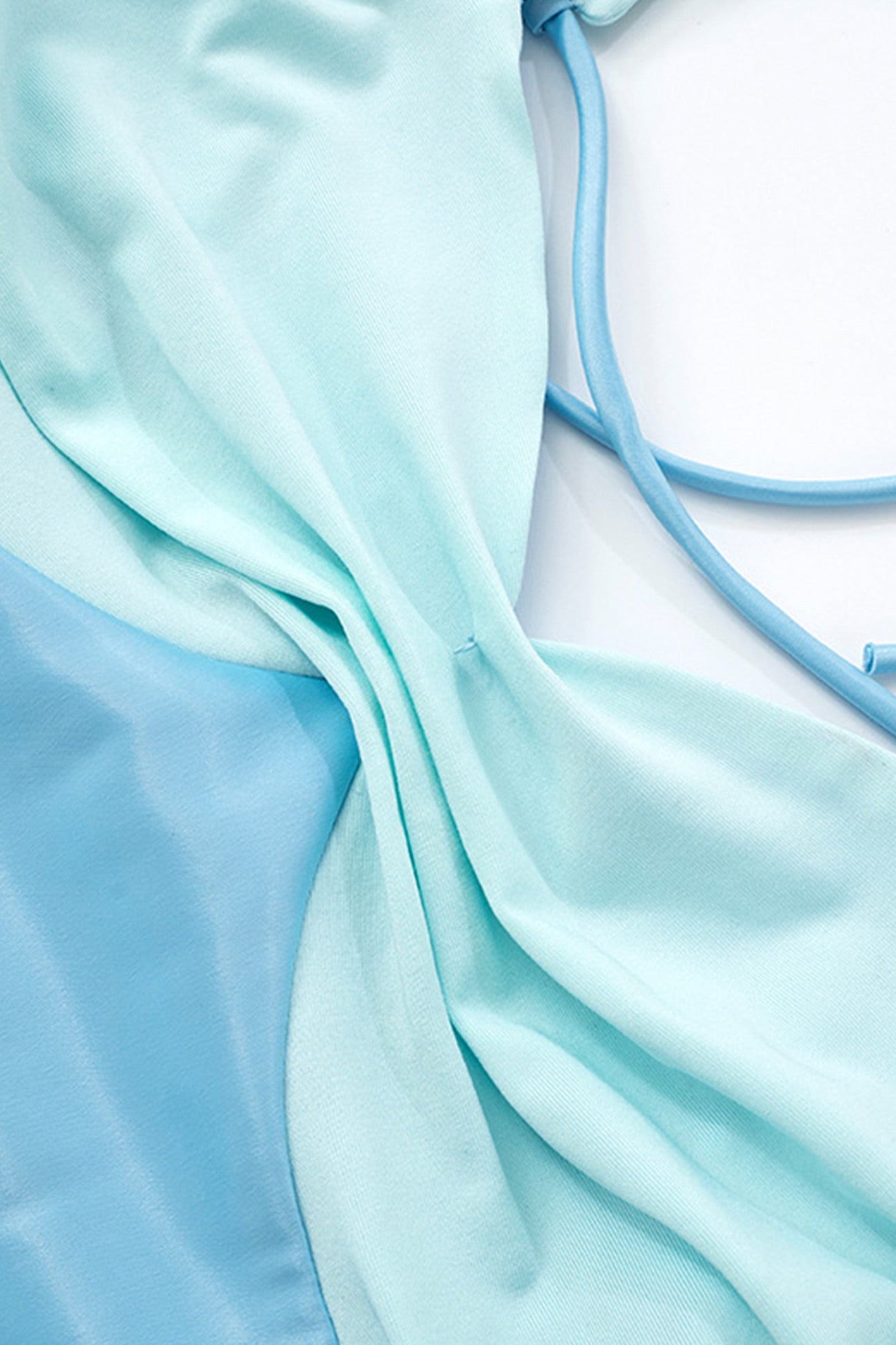 Satin Contrast Color Tie-up Cami Dress