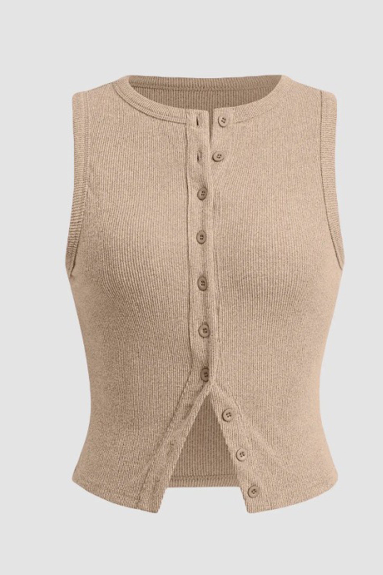 Solid Color Button-down Knit Tank Top