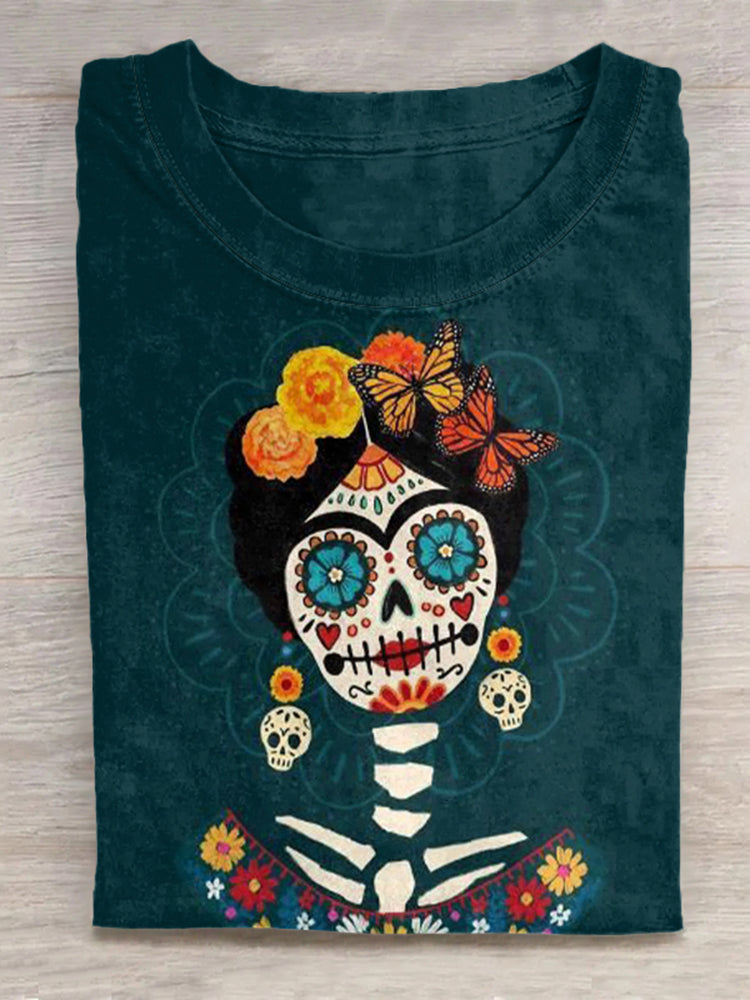Vintage Day Of The Dead Skull Graphic T-Shirt