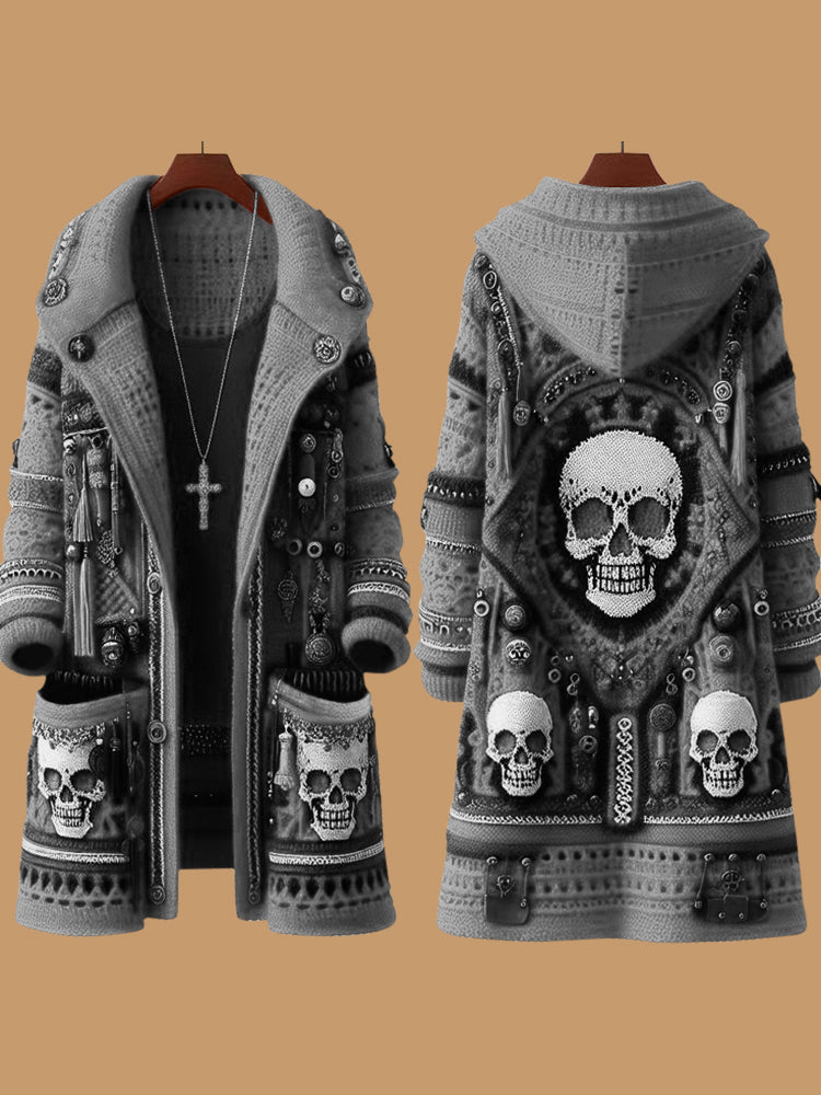 Women's  Mariachi Day Of The Dead skull Pattern Cardigan Sweater