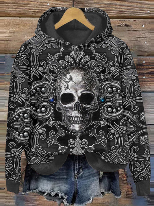 Vintage Skull Art Casual Hoodie