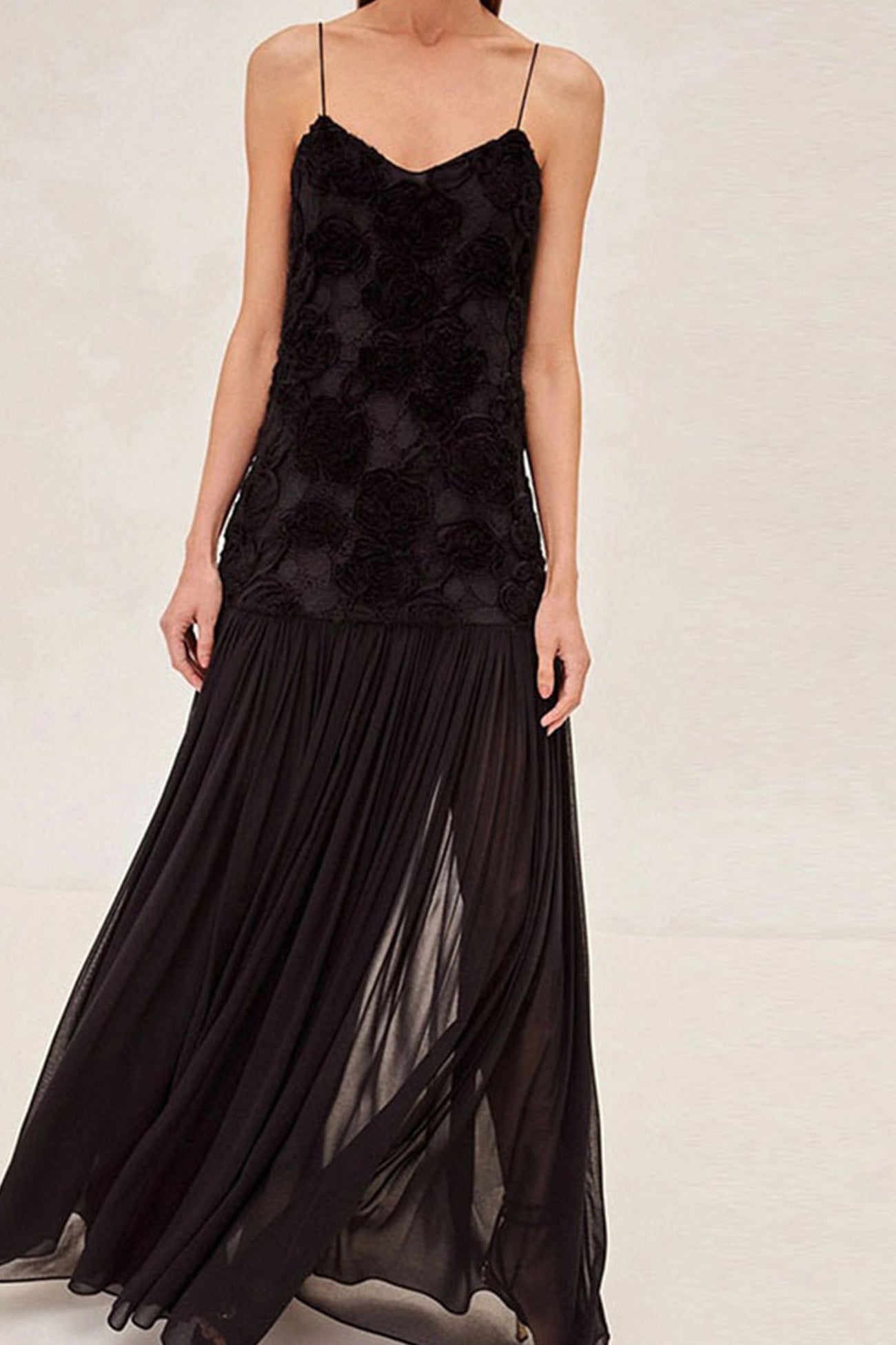 Floral Jacquard Chiffon Cami Dress