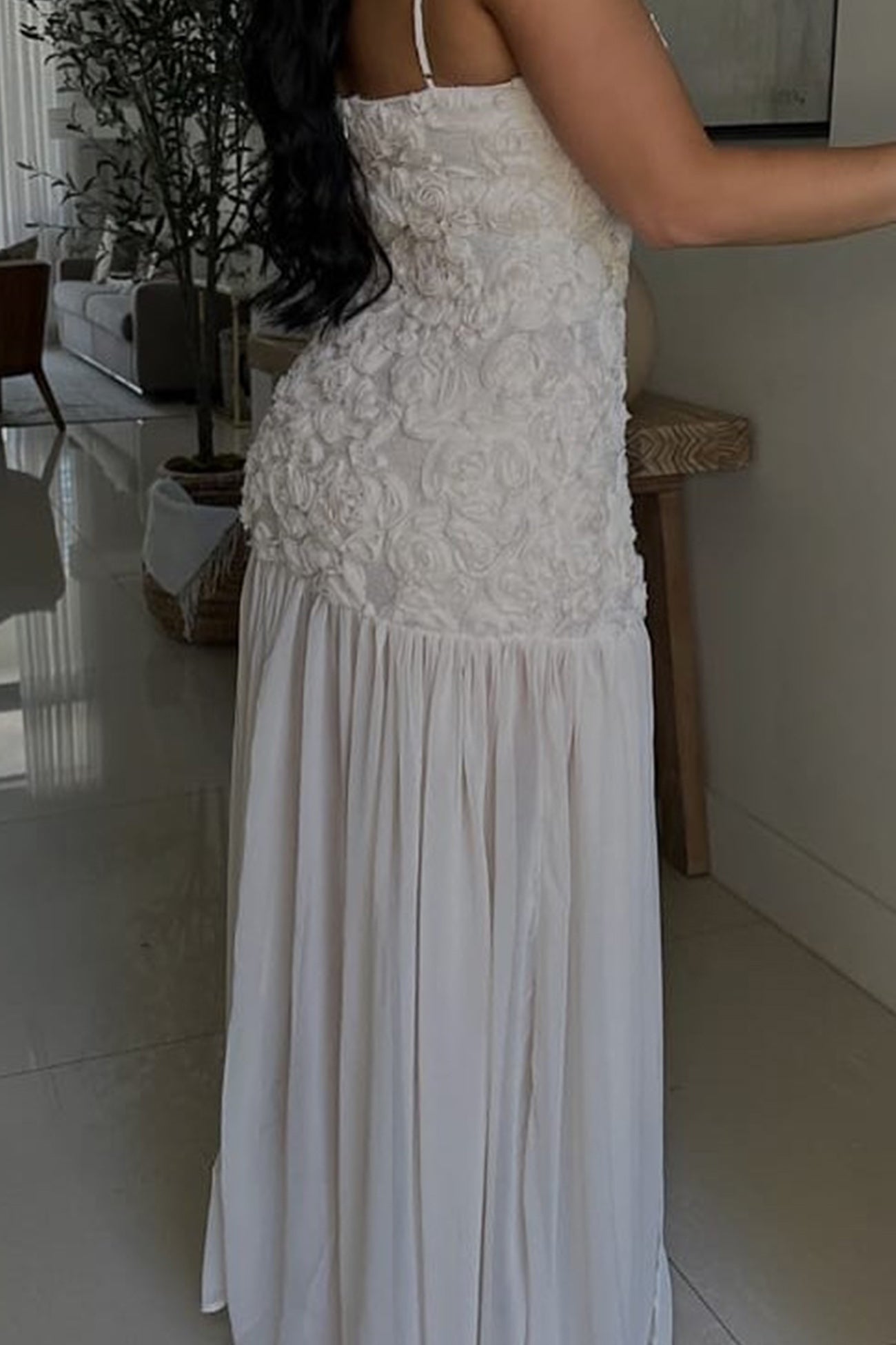 Floral Jacquard Chiffon Cami Dress