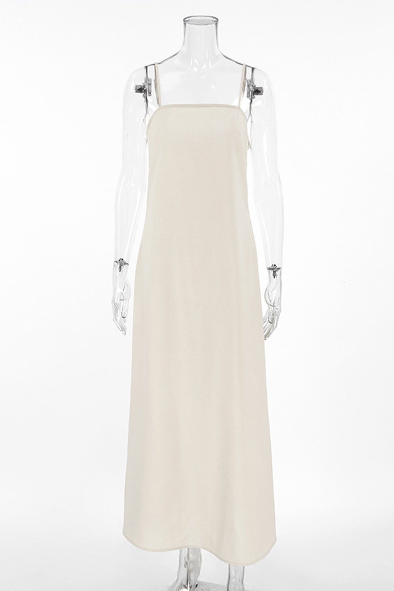 Spaghetti Straps A-line Cotton Linen Dress