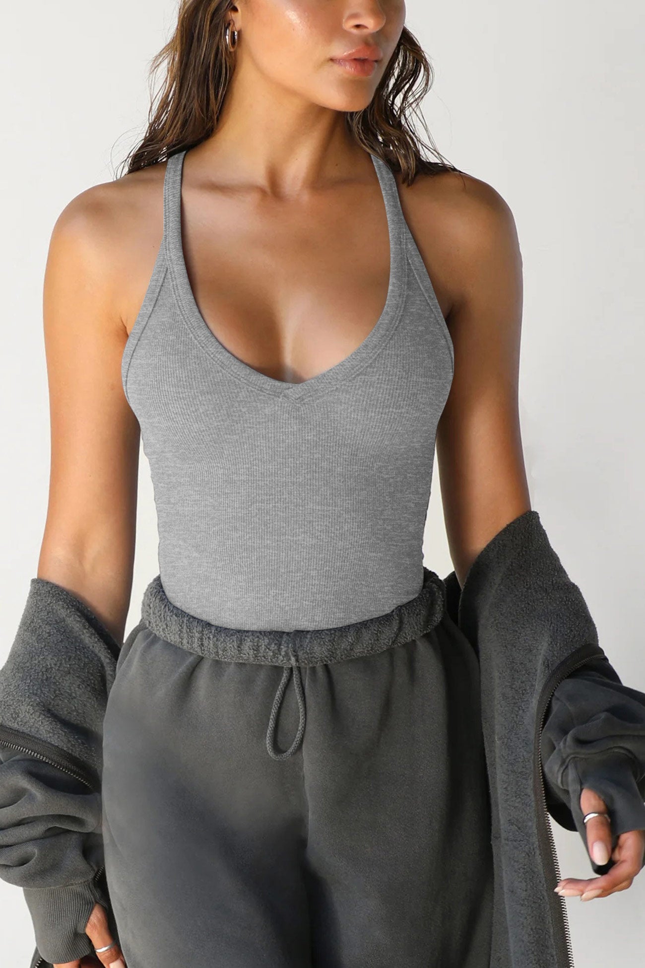 V Neck Slim Fit Ribbed Cami Vest