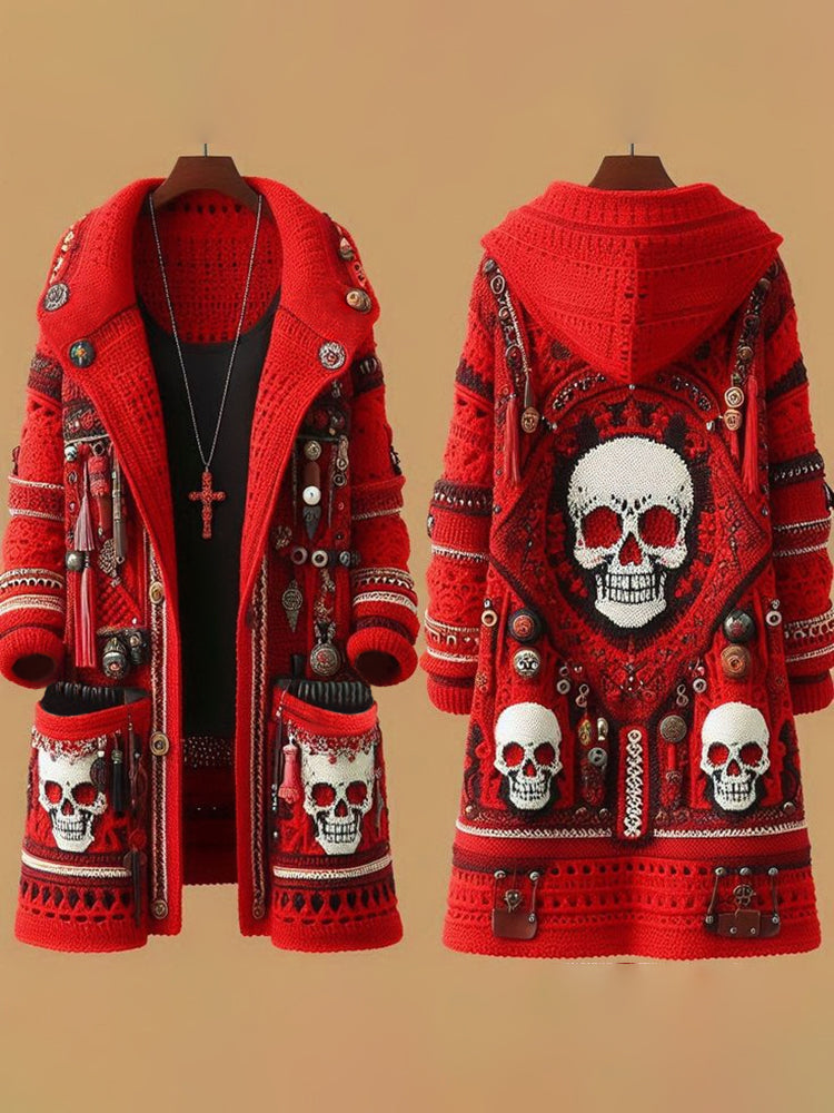 Women's  Mariachi Day Of The Dead skull Pattern Cardigan Sweater