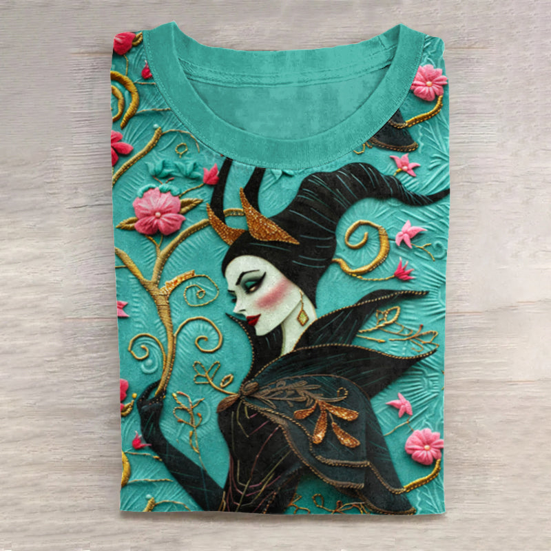 Mexican Day Of The Dead Floral Evil Princess Graphics Short Sleeve T-Shirt